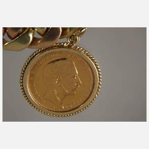 Schweres Panzerarmband mit Münzanhänger