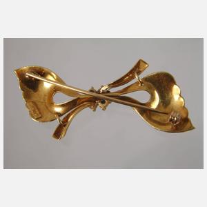 Schleifenbrosche mit Steinbesatz