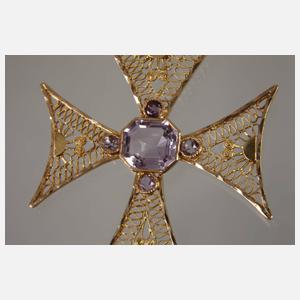 Kreuzanhänger mit Amethyst