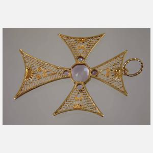 Kreuzanhänger mit Amethyst