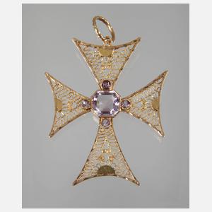 Kreuzanhänger mit Amethyst