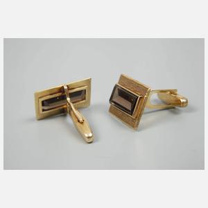 Paar Manschettenknöpfe mit Rauchquarzen