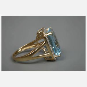 Prächtiger Damenring mit Topas und Diamanten