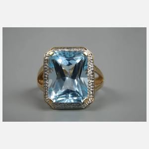 Prächtiger Damenring mit Topas und Diamanten