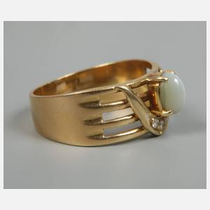 Damenring mit Katzenauge und Diamanten