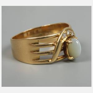 Damenring mit Katzenauge und Diamanten