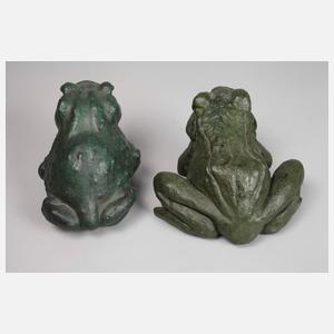 Zwei Frösche als Gartendekorationen