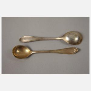 Silber zwei Salieren mit Löffeln