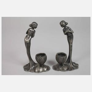 Vier Teile figürliches Zinn