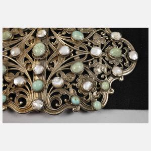 Prächtige Gürtelschließe mit Steinbesatz