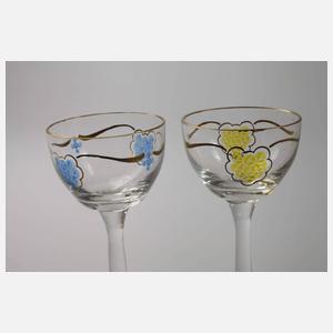 Sieben Likörgläser Jugendstil