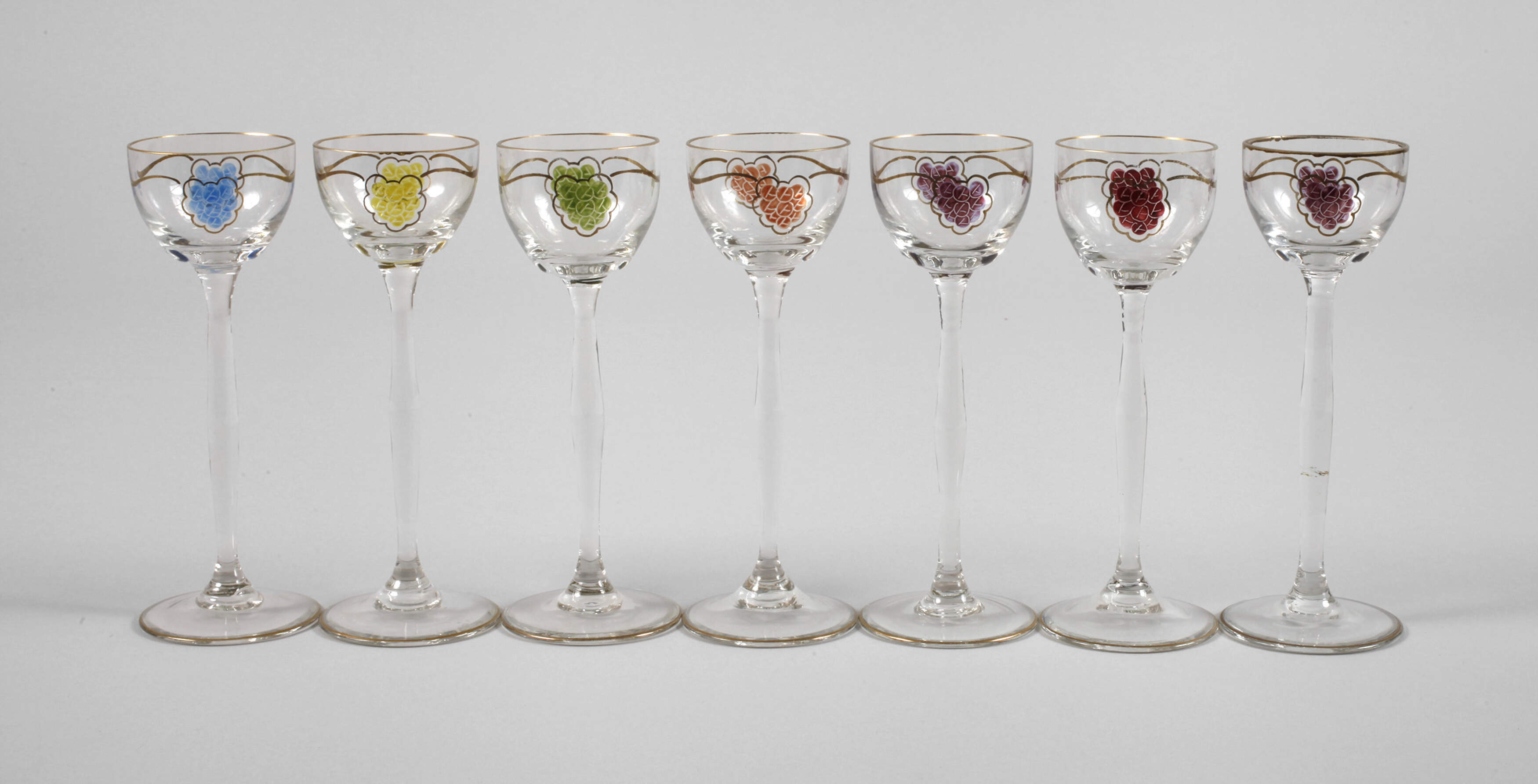 Sieben Likörgläser Jugendstil