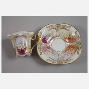 Nymphenburg vier Mokkatassen Weichmalerei