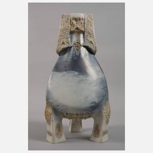 Ernst Wahliss Wien große Reliefvase Wintermotiv