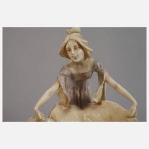 Böhmen große Blattschale mit Nymphe