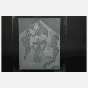 Glas Bildplatte Art déco