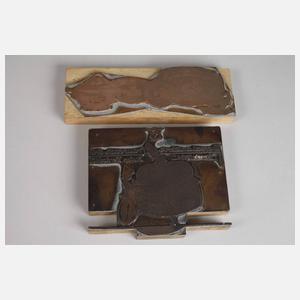 Konvolut Fraureuther Druckplatten und Katalog