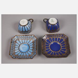 Fraureuth Paar Mokkatassen Silberoverlay