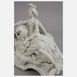 Meissen "Uhrgehäuse mit Jägerin und Hund"