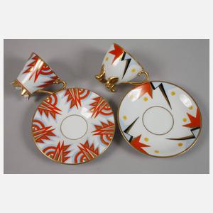 Konvolut Mokkatassen Art déco