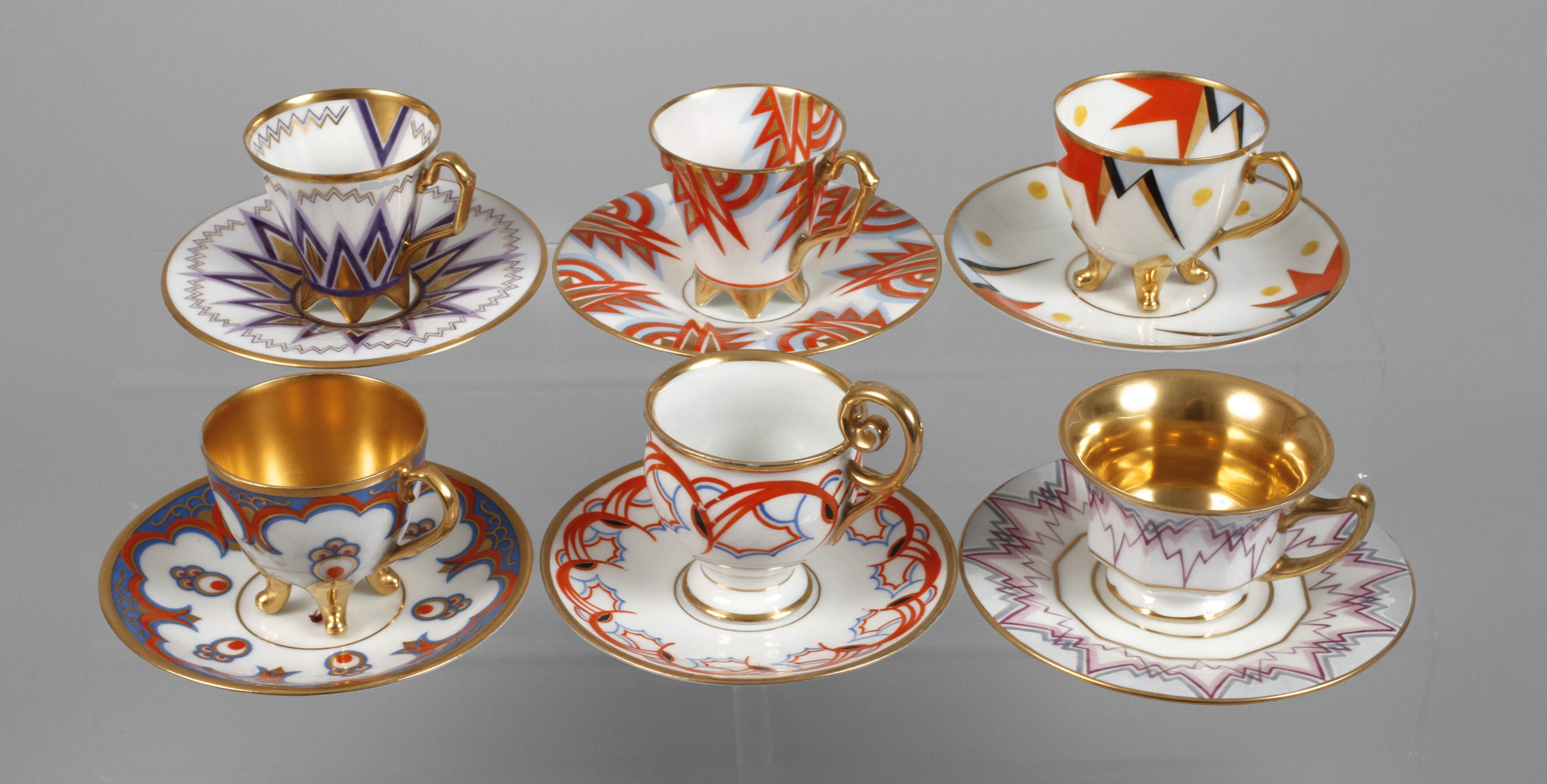Konvolut Mokkatassen Art déco