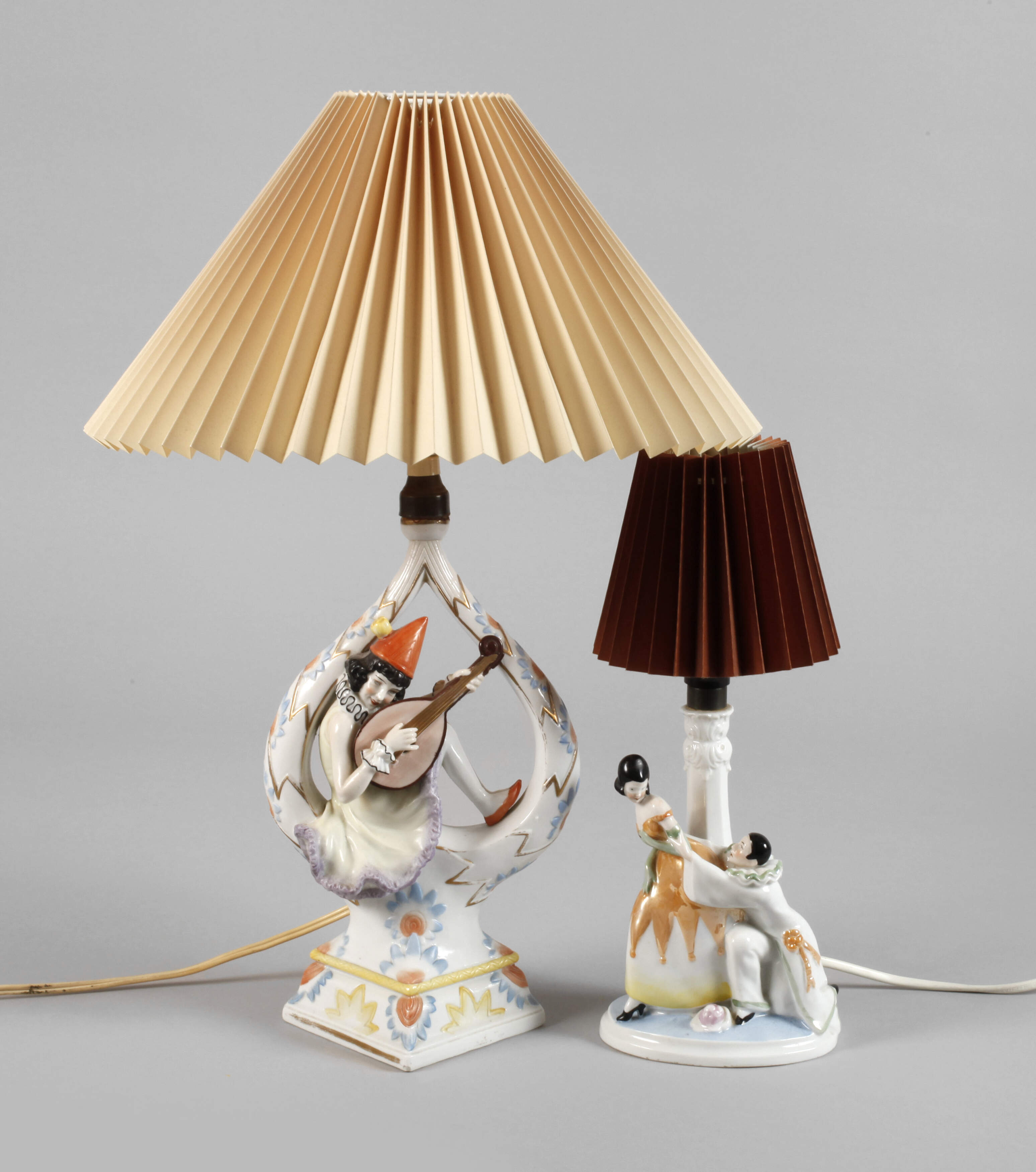 Sitzendorf zwei figürliche Lampen Art déco