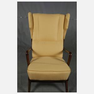 Ohrenbackensessel mit Ottomane