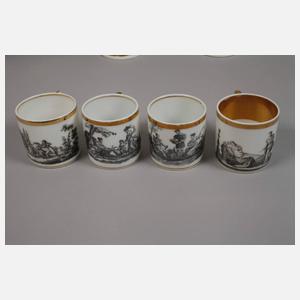 Restservice figürlicher Schwarzlotdekor