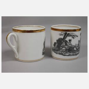 Restservice figürlicher Schwarzlotdekor