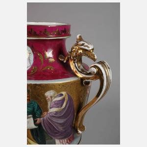 Böhmen Prunkvase mit Postament im Alt-Wiener Stil