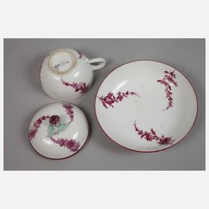 Meissen Deckeltasse mit Untertasse Marcolinizeit