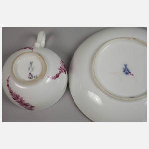 Meissen Deckeltasse mit Untertasse Marcolinizeit