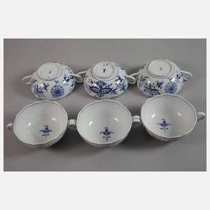 Meissen sechs Suppentassen "Zwiebelmuster"