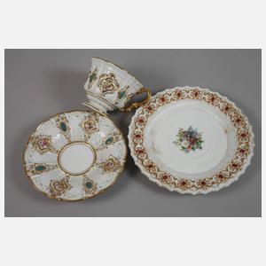 Meissen Prunktasse und Teller "Pressglasmuster"