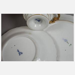 Meissen Prunktasse und Teller "Pressglasmuster"