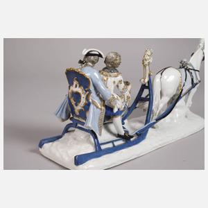 Meissen Rokokopaar im Pferdeschlitten