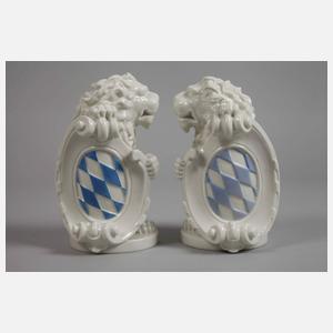 Nymphenburg Paar "Löwe mit (bayerischem) Wappen"
