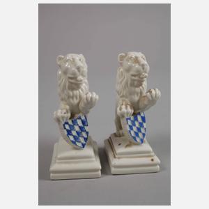 Nymphenburg Paar kleine "Löwen" als Wappenhalter