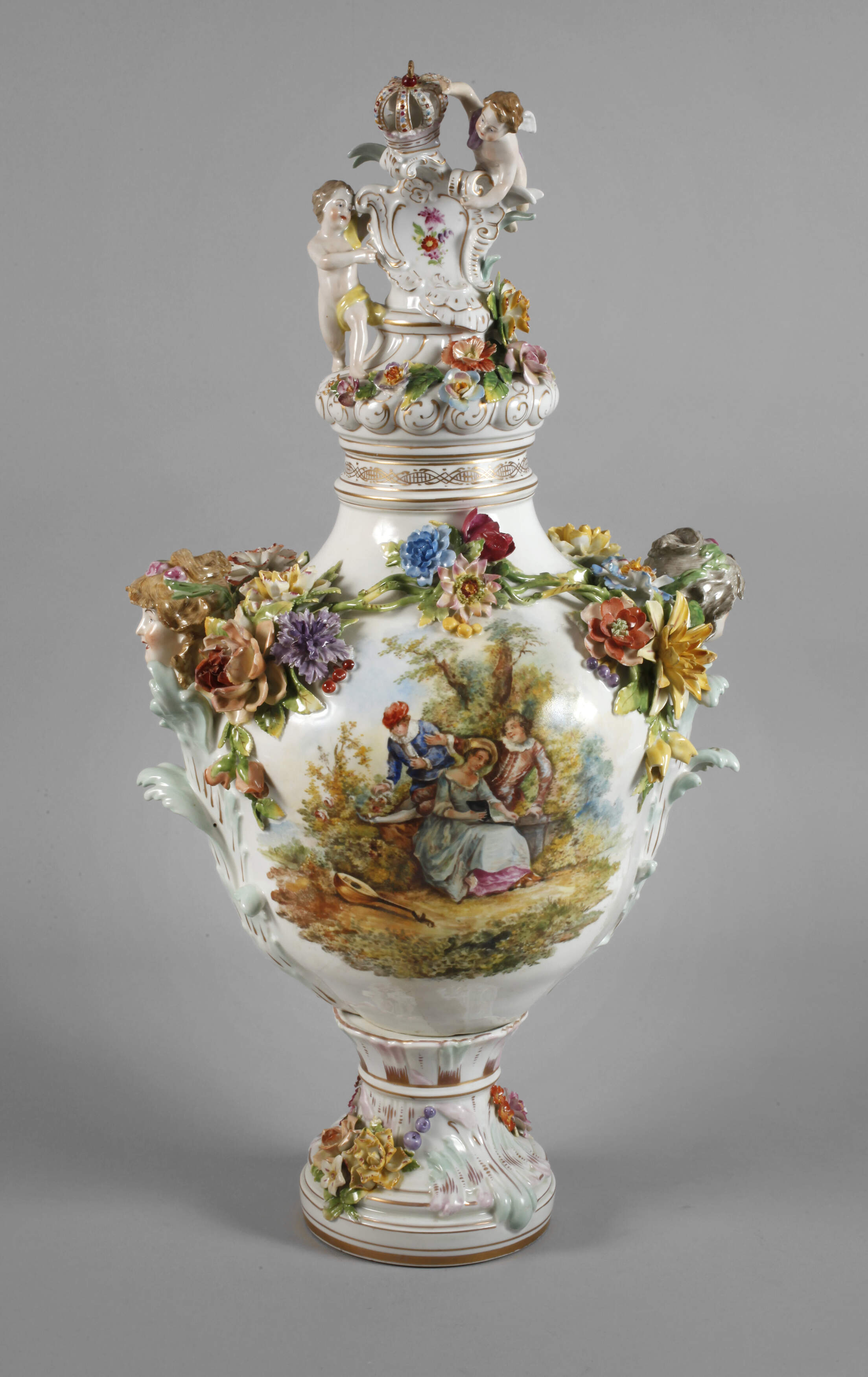 Potschappel große Prunkvase Figurenmalerei