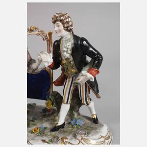 Volkstedt Rokokopaar mit Sänfte