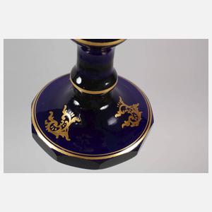 Pokal Kobaltglas mit radierter Goldmalerei