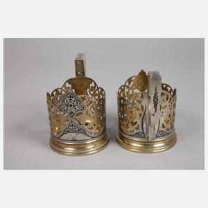 Vier Teegläser Tulasilber