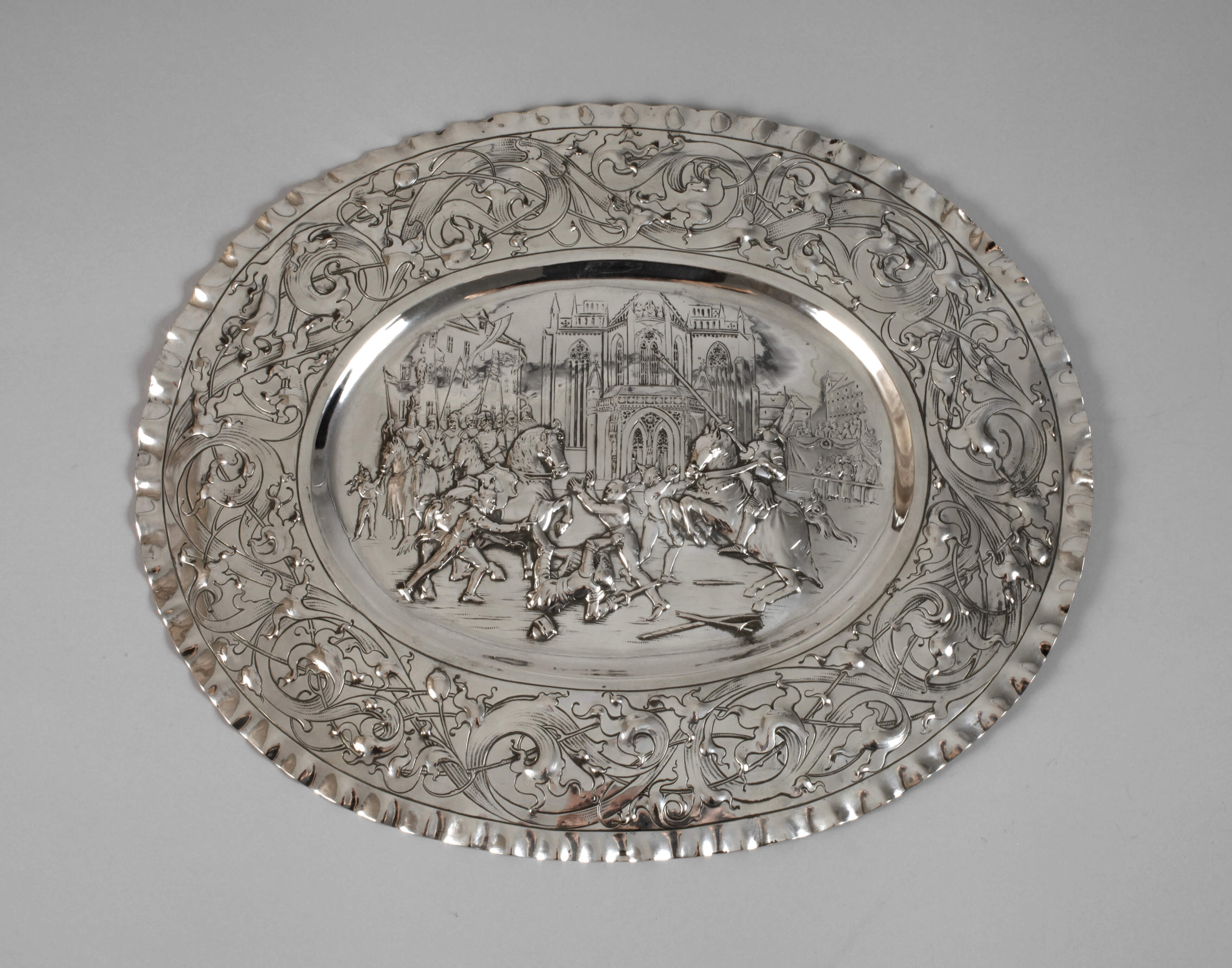 Silber Reliefplatte Historismus