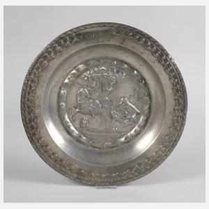 Zinnteller Bärenjagd