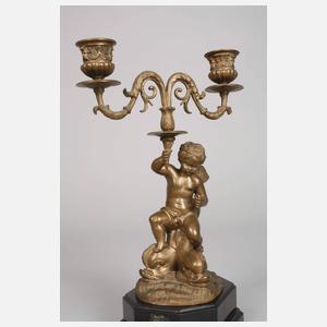 Paar Kaminleuchter mit Putten