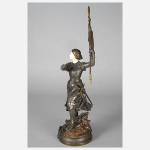 Adrien Etienne Gaudez, Chryselephantin Jeanne d'Arc + Papiere im Expertisenordner