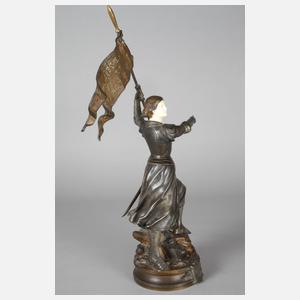 Adrien Etienne Gaudez, Chryselephantin Jeanne d'Arc + Papiere im Expertisenordner