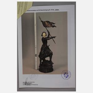 Adrien Etienne Gaudez, Chryselephantin Jeanne d'Arc + Papiere im Expertisenordner