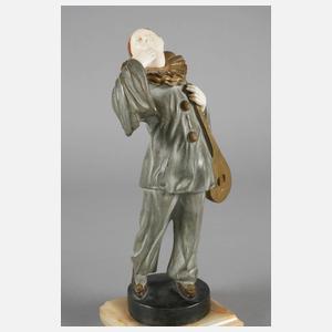 Claudio Mimo Blasco, Chryselephantin Pierrot + Papiere im Expertisenordner