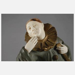 Claudio Mimo Blasco, Chryselephantin Pierrot + Papiere im Expertisenordner